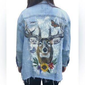 Hand painted Jean jacket. Size small/fits oversized. Love Tree Denim brand.